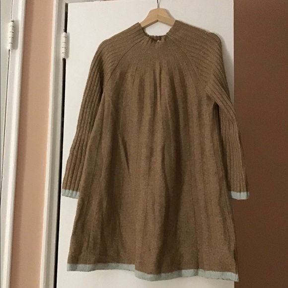 Anthropologie Dresses & Skirts - Anthropologie Tan Long Sleeve Dress with Gray Accents